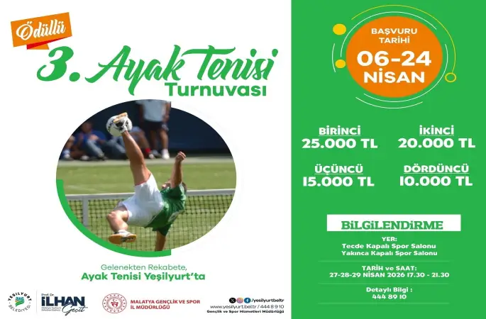 Yeşilyurt Belediyesi, 3. Ayak Tenisi Turnuvası düzenliyor
